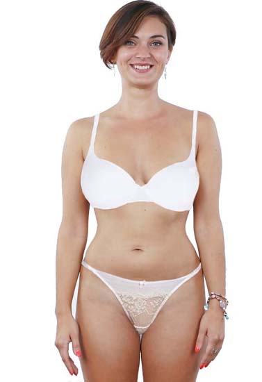 "Classic" White Push up bra thong set
