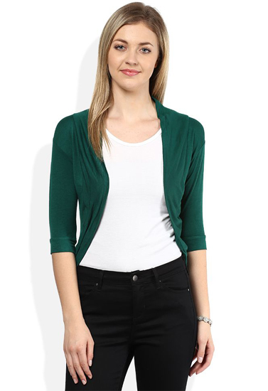 Fashion fit Aqua green 3/4 sleeves shrug