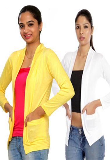 Solid Yellow white front packet shrugs value pack