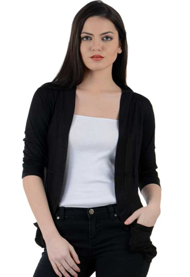 Women Solid Black shrug