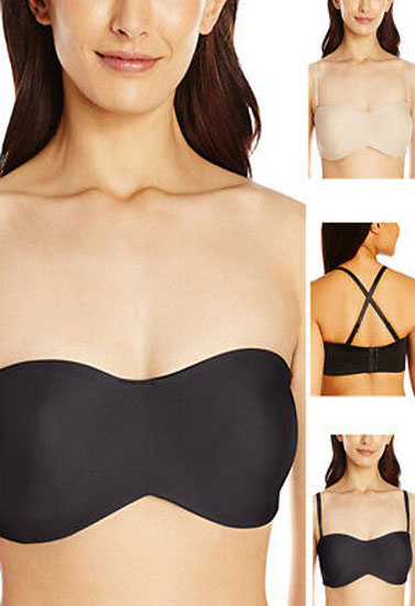"COMFY" Half Cup Padded Seamless Luxury Black Coloured Strepless Bra
