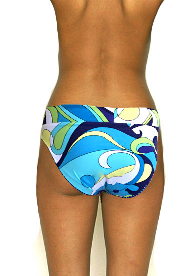 Blue Thie Printed High Rise Bikini Bottom