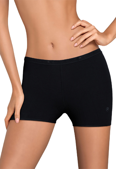 Lady's Black Side Thread Embroidery Boyshort