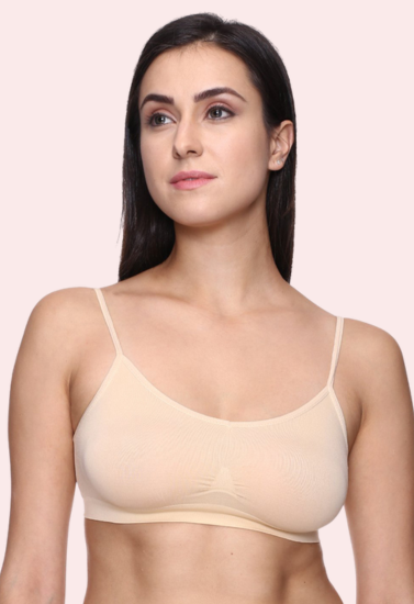 Comfort Beige Thin Straps Sports Bra