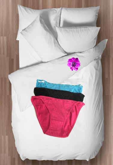 Cute Polka Dots Print Cotton Bikini Panties 3 Pk