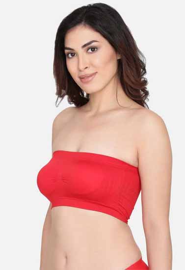 "COMFY" Women Red Tube Lightly Padded Bra
