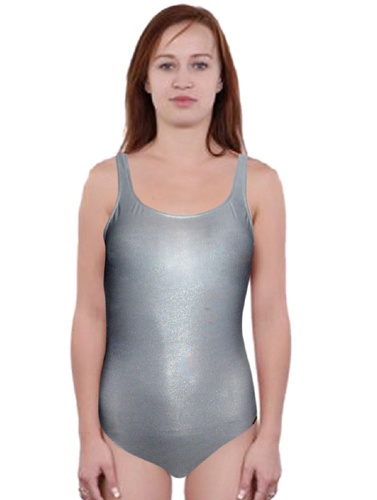 Lineltex Shiny Smooth Light-Grey Deep Back Swimsuit
