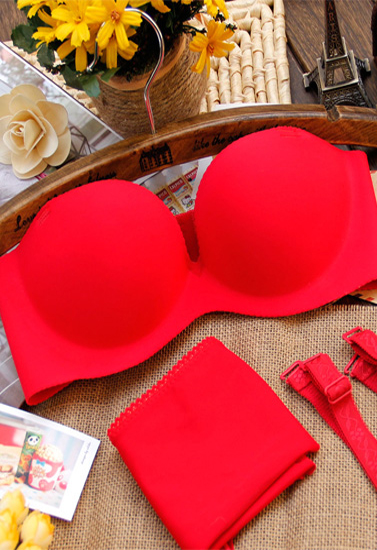 Classic Red Convertible Bra Panty Set With Straps