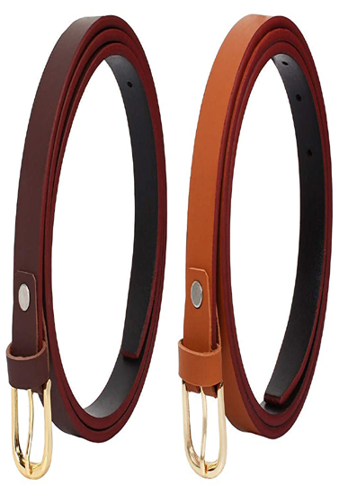 Ladies'Vegan Leather Belts (Pack of 2)
