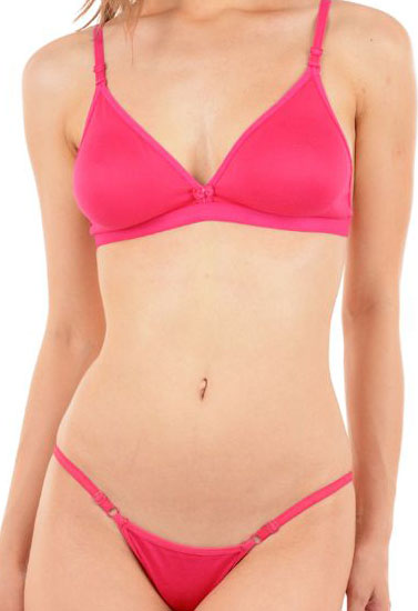 Multi Color Cotton Non-Padded Lot 3 Bra Panty Set