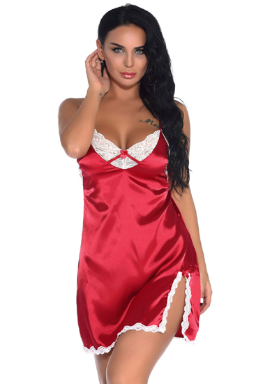 Lace trim 100% Silk Satin baby doll Nightwear