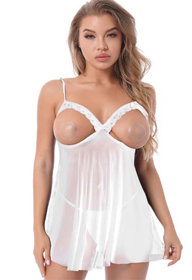 Allure in Lace: Open Cup See Through Babydoll