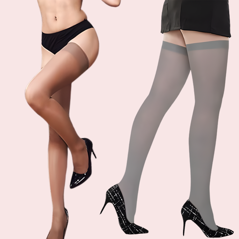 Ultra-Sheer Fashion Stockings – Pack of 2 (Nude and Grey Shades)