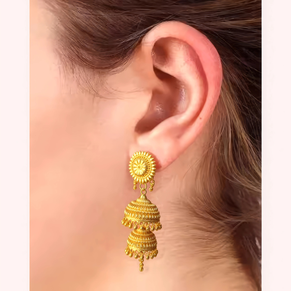 Sun Radiance Double Jhumka Earrings