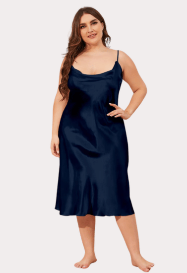 Glamour Satin Cowl Dress – Plus Size