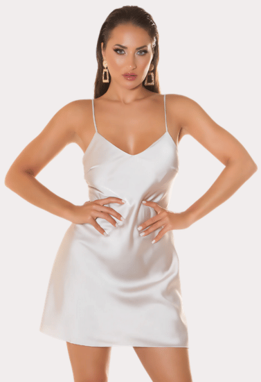 Sultry Glow Satin V-Neck Mini Dress